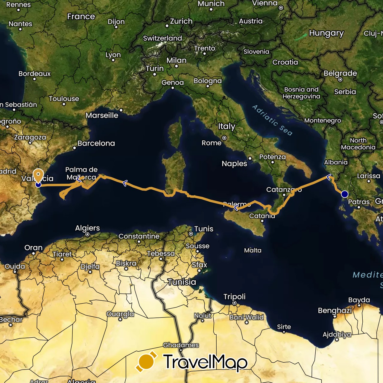 TravelMap itinerary: driving, sv marin in Spain (Europe)
