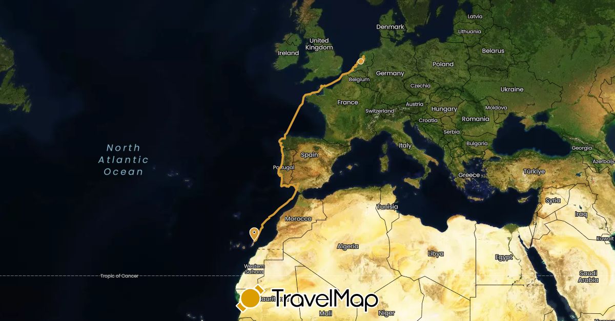 TravelMap itinerary: driving, sv marin in Spain (Europe)