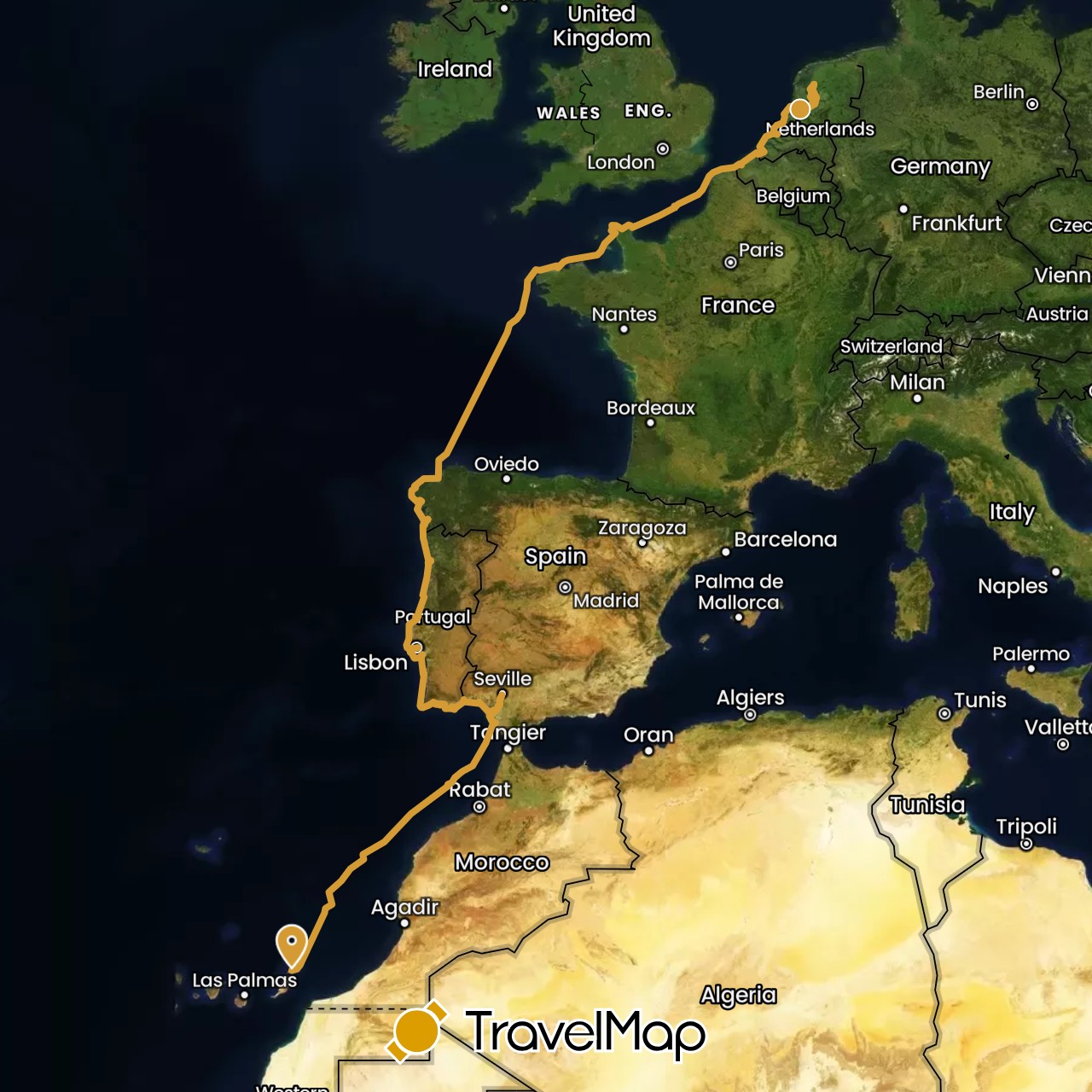 TravelMap itinerary: driving, sv marin in Spain (Europe)